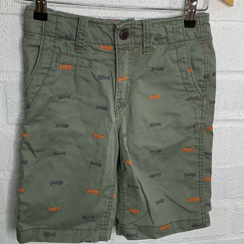 Gap Embroidered Green Fish Cargo Kids Boys Shorts sz 10